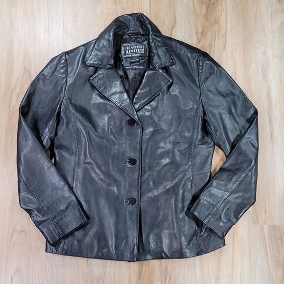 🔹️🔺️Vintage Leather Limited Black Leather Jacket Large